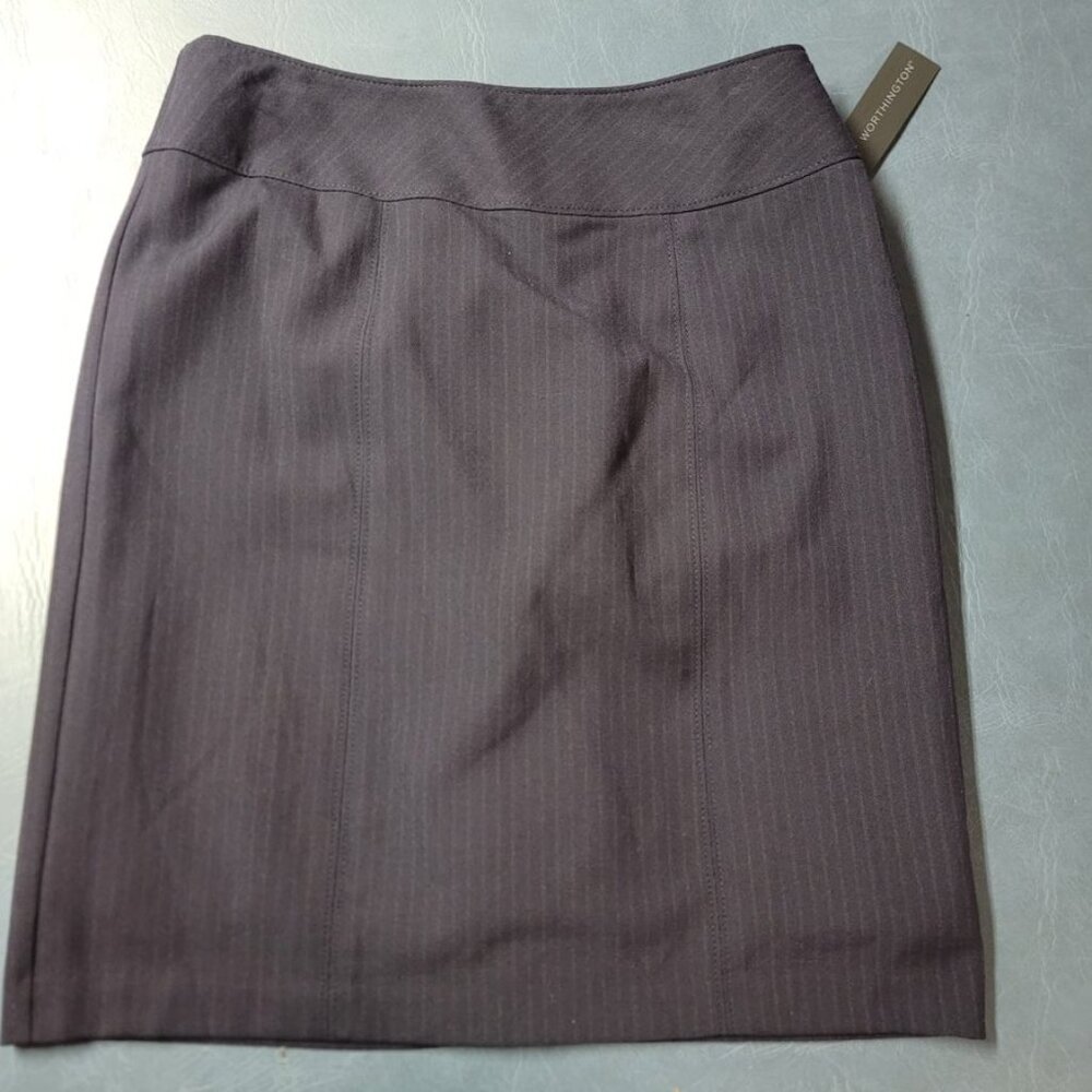 Worthington Navy Blue Pen Stripe Pencil Skirt